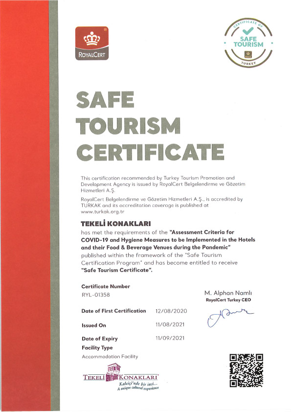 Tekeli Konakları - Safe Tourism Certificate